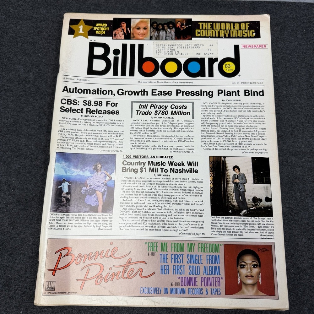 BILLBOARD Magazine Vintage October 21 1978